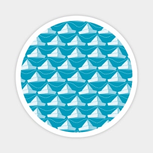 Paper Hats Pattern White Blue Magnet